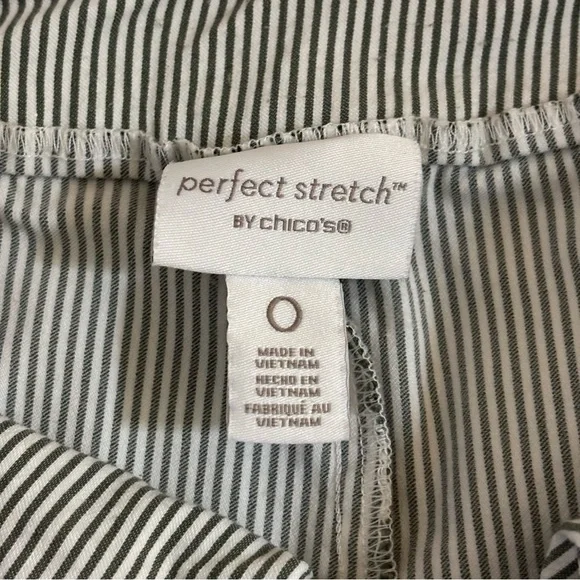 Chico's Perfect Stretch Striped Pants White Green Size 0 - Picture 5 of 6